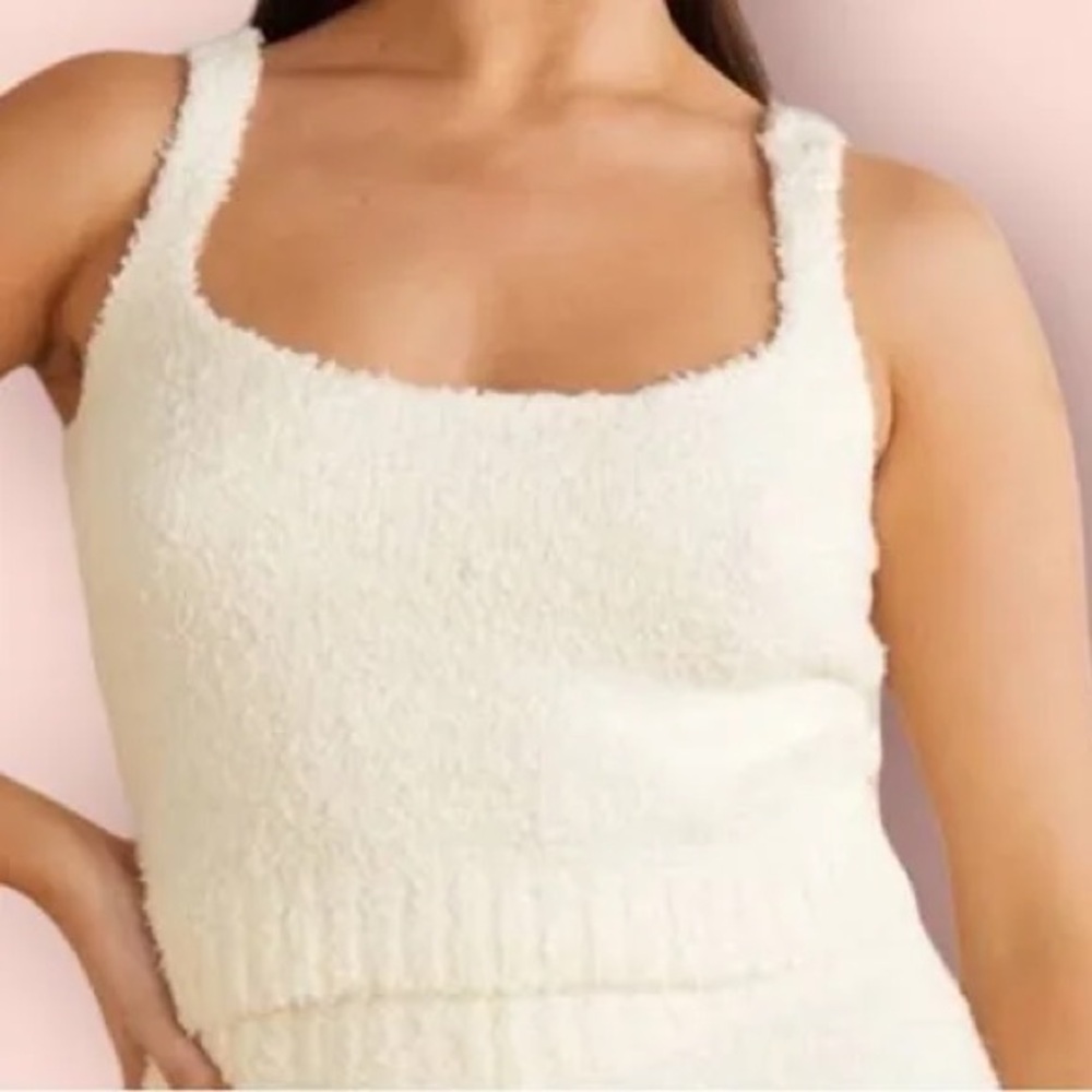SKIMS Cream Fuzzy Tank Top